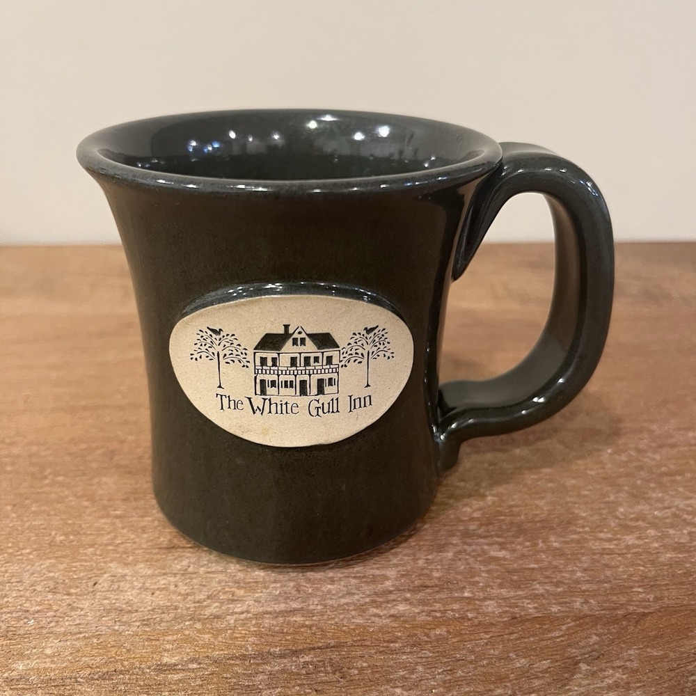 The White Gull Inn Green Coffee Cup Sunset‎ Hill Stoneware Pottery Mug Wisconsin